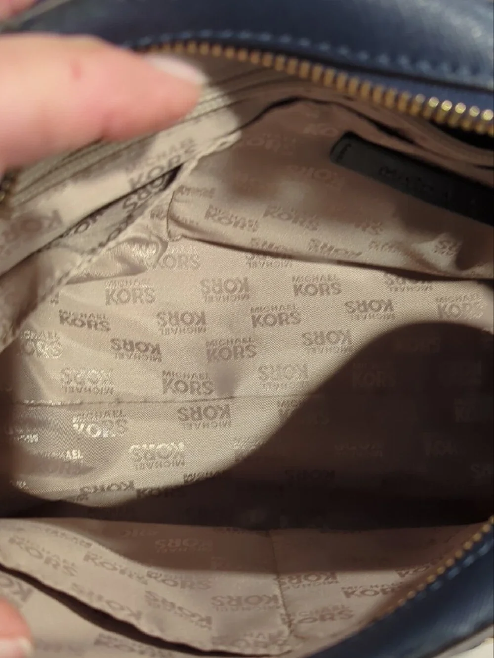 Michael Kors Navy Saffiano Satchel with Gold Hardware Has Callouts** - Picture 7 of 9